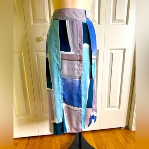 TRUCCO Multicolor Silk Pencil Skirt 6 EUC